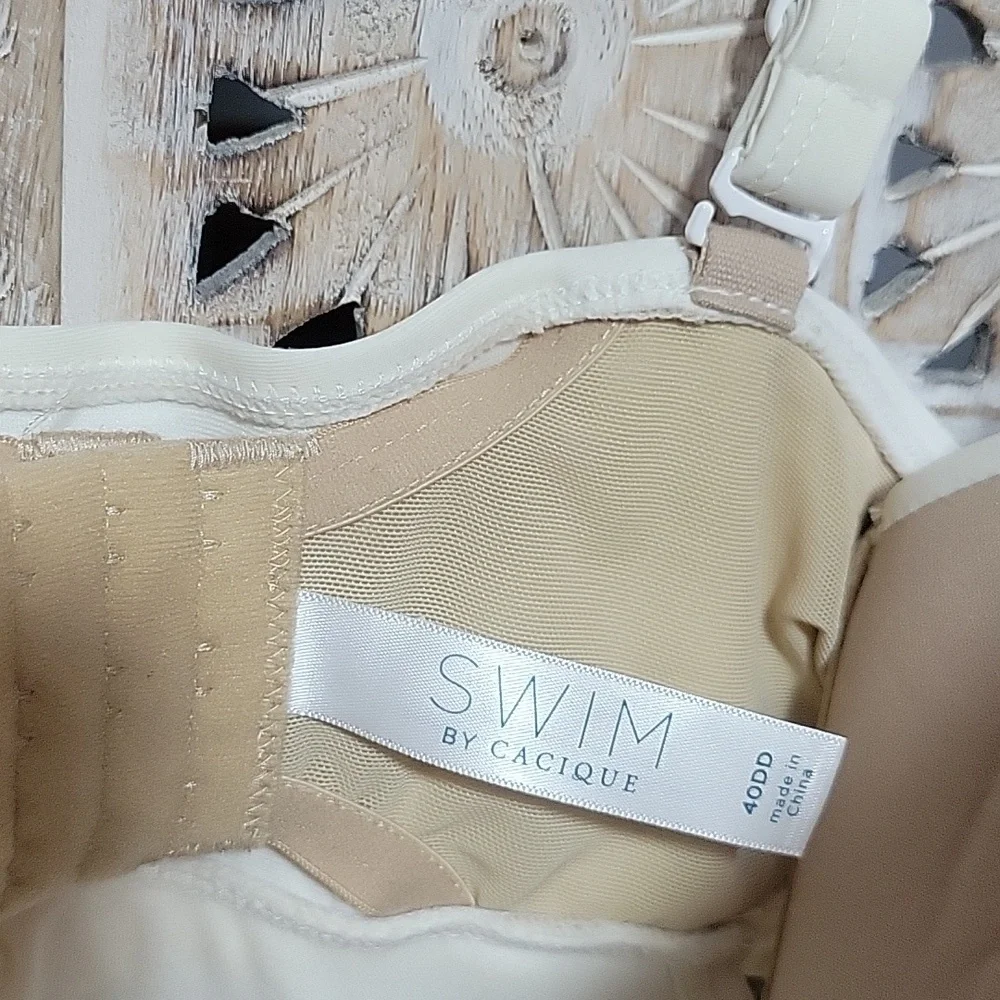 Swim By Cacique Ivory Lace Trim Swim Top 40DD
